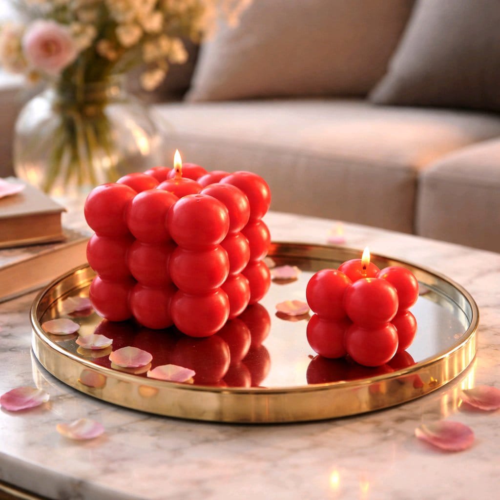 Vela Cubo Bubble Roja