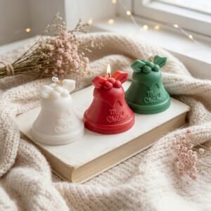 Set de 3 Velas Navideñas Artesanales "Campanas de Navidad"