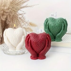 Set de 3 Velas Navideñas Forma de Corazón